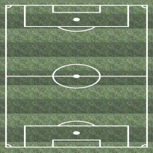 Vista grafica de una cancha de futbol con cesped verde