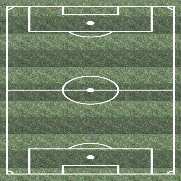 Vista grafica de una cancha de futbol con cesped verde