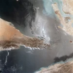 Vista satelital del Estrecho de Ormuz
