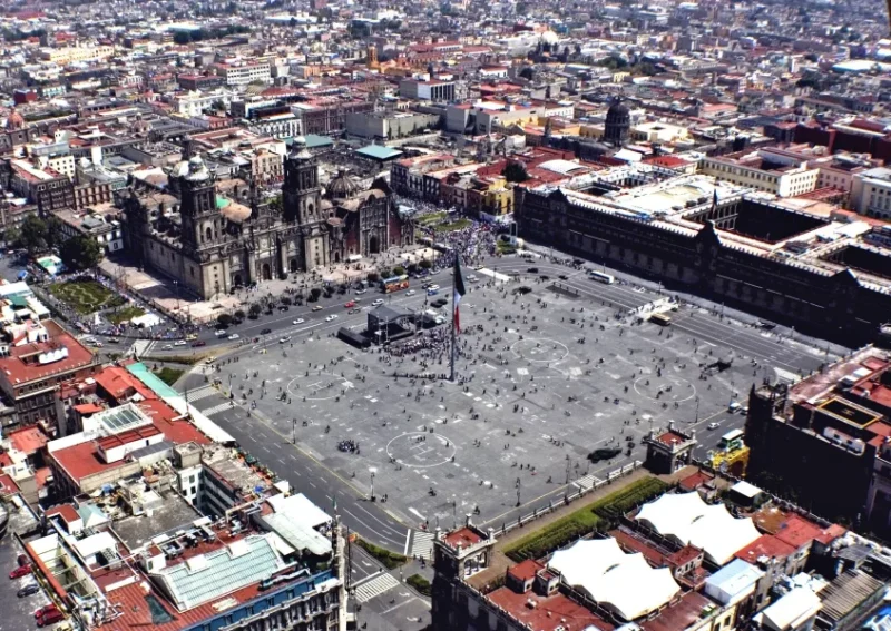 Vista aérea del Zócalo de la Ciudad de México