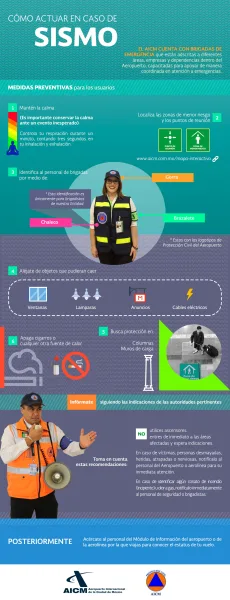 Información de protección civil para actuar ante un sismo en el AICM