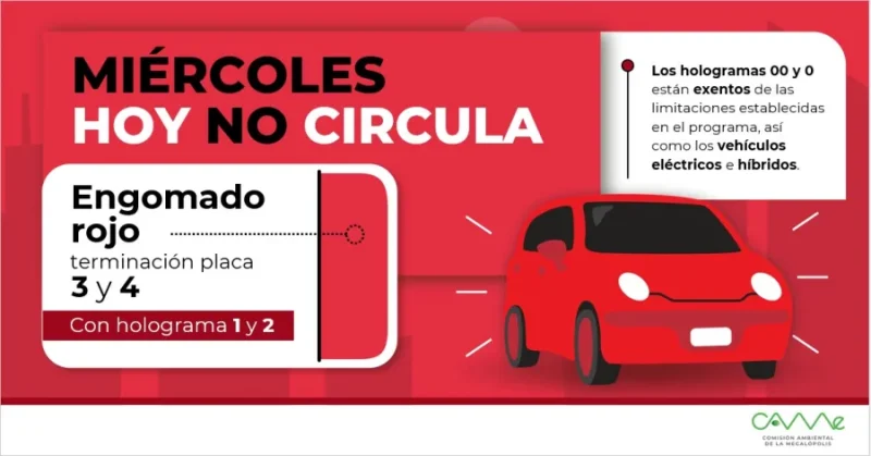 Autos sujetos al programa Hoy No Circula en la Ciudad de Mexico