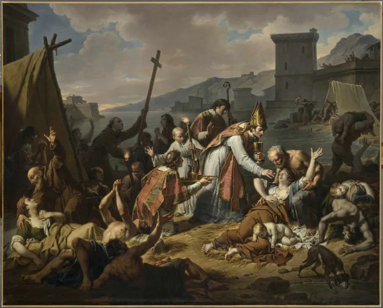 Pintura histórica sobre la peste de Marsella usada como imagen de la investigación sobre la epidemia de Mallorca de 1820