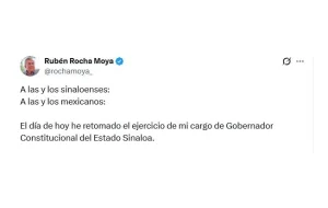 Mensaje de Rubén Rocha Moya sobre su regreso a la gubernatura
