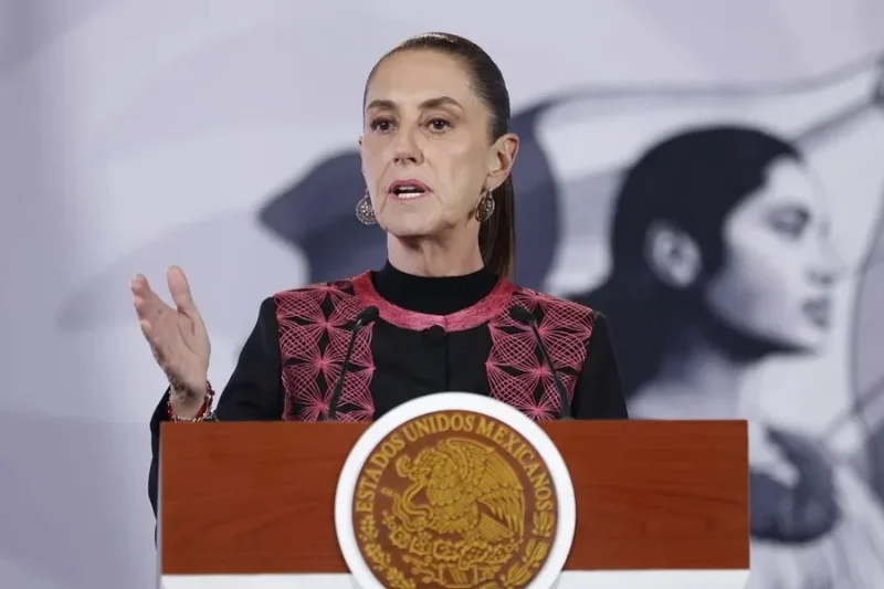 Claudia Sheinbaum durante una conferencia en Palacio Nacional