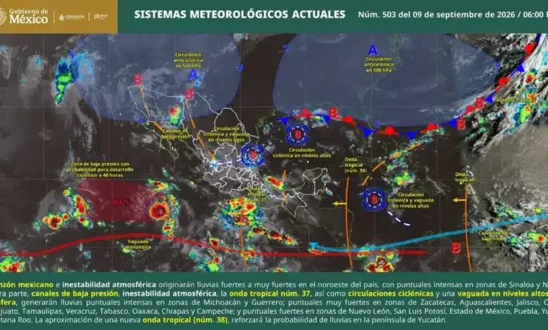 Lluvias fuertes y calor en Chiapas por la onda tropical 37