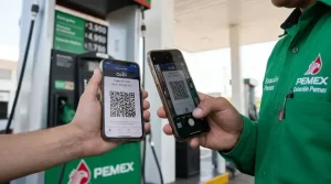 Pago digital con CoDi en una gasolinera de México