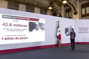 Claudia Sheinbaum y la secretaria Leticia Ramírez presentan cifras de bienestar