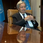 António Guterres durante una entrevista en la sede de Naciones Unidas