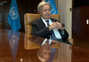 António Guterres durante una entrevista en la sede de Naciones Unidas