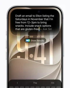 Siri AI muestra información personal contextual en un iPhone